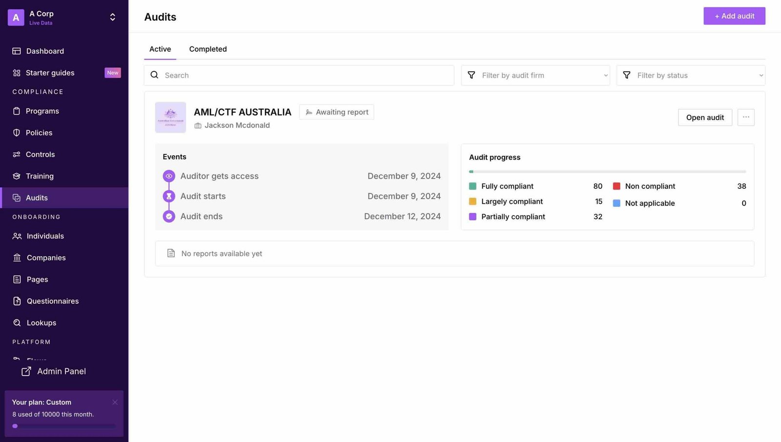 Personr audit page | Aventine Lab